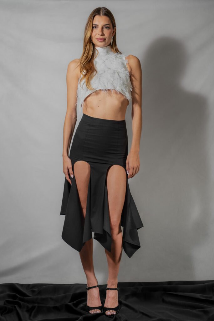 SS26 – Top Liseron blanc et jupe Acanthe noire 1
